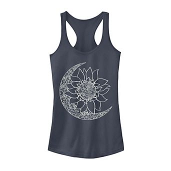 Juniors' Moon & Sun Inside Sunflower Graphic Tank Top