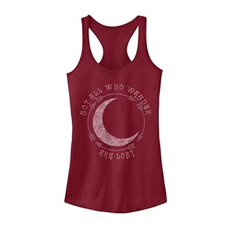 Juniors' Not All Who Wander Are Lost Moon Arrows Graphic Tank Top