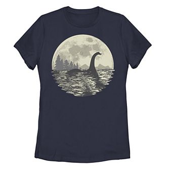 Juniors' Loch Ness Monster Moonlight Lake Swim Graphic Tee