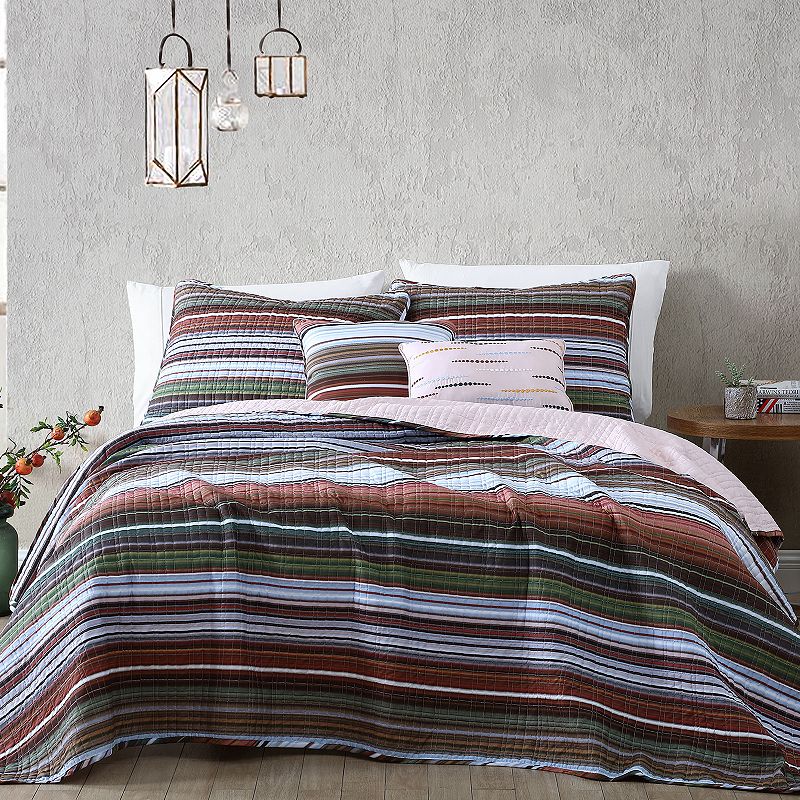 39477323 Onyx House Haze Stripe Quilt Set, Multicolor, King sku 39477323