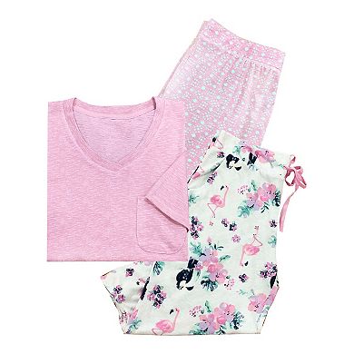Women's Croft & Barrow® 3-pc. Whisperluxe Pajama Top, Pajama Shorts & Pajama Capri Set