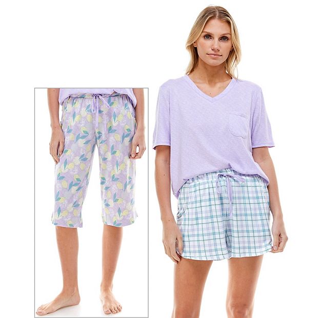 Women's Croft & Barrow® 3-pc. Whisper Luxe Pajama Top, Pajama Shorts & Pajama  Capri Set