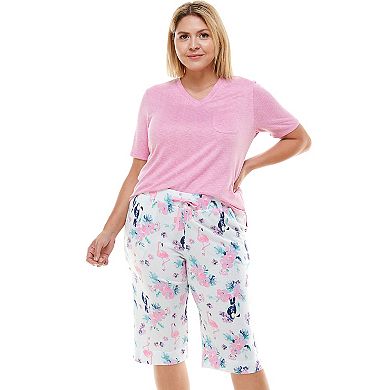 Plus Size Croft & Barrow® 3-pc. Whisperluxe Pajama Top, Pajama Shorts & Pajama Capri Set