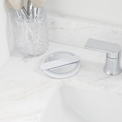 GloTech White Handheld Swivel LED Compact Makeup Mirror