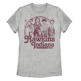 Juniors' Netflix Stranger Things Hawkins Indiana Group Shot 1985 Graphic Tee