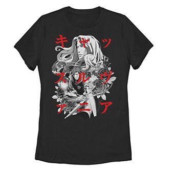 Juniors' Netflix Castlevania Group Shot Kanji Overlay Graphic Tee