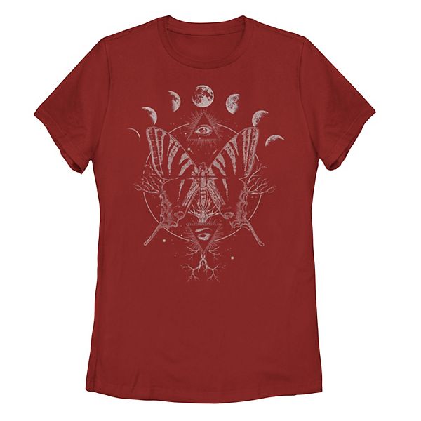 Juniors' Butterfly Moon Artsy Graphic Tee