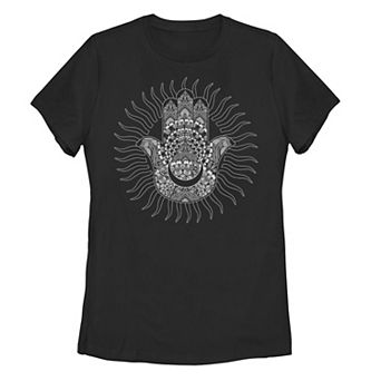 Juniors' Hamsa Moon Sun Geometric Design Graphic Tee
