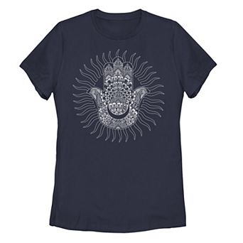 Juniors' Hamsa Moon Sun Geometric Design Graphic Tee