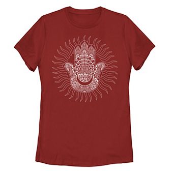 Juniors' Hamsa Moon Sun Geometric Design Graphic Tee