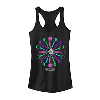 Juniors' Celestial Moon Phase Galactic Graphic Tank Top