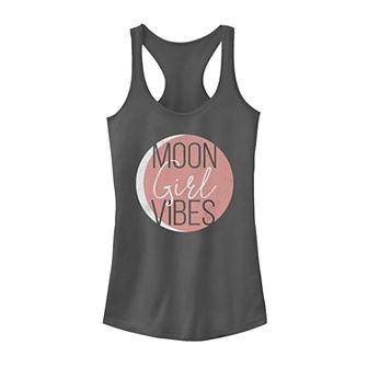 Juniors' Moon Girl Vibes Center Crescent Graphic Tank Top