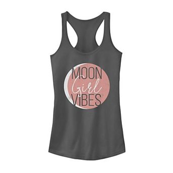 Juniors' Moon Girl Vibes Center Crescent Graphic Tank Top