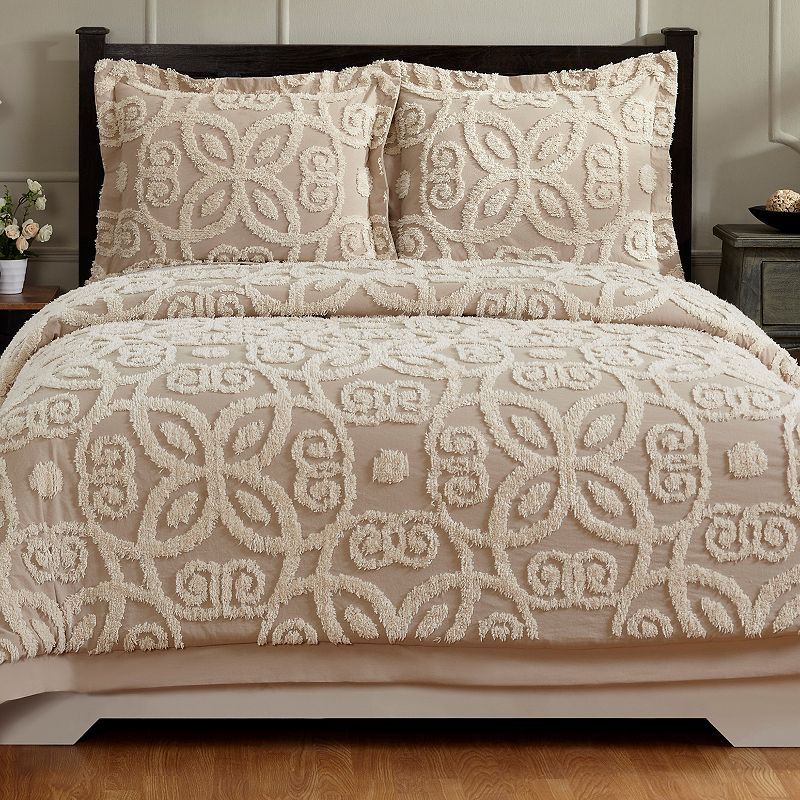 Better Trends Eden Cotton Comforter Set, Beig/Green, Twin