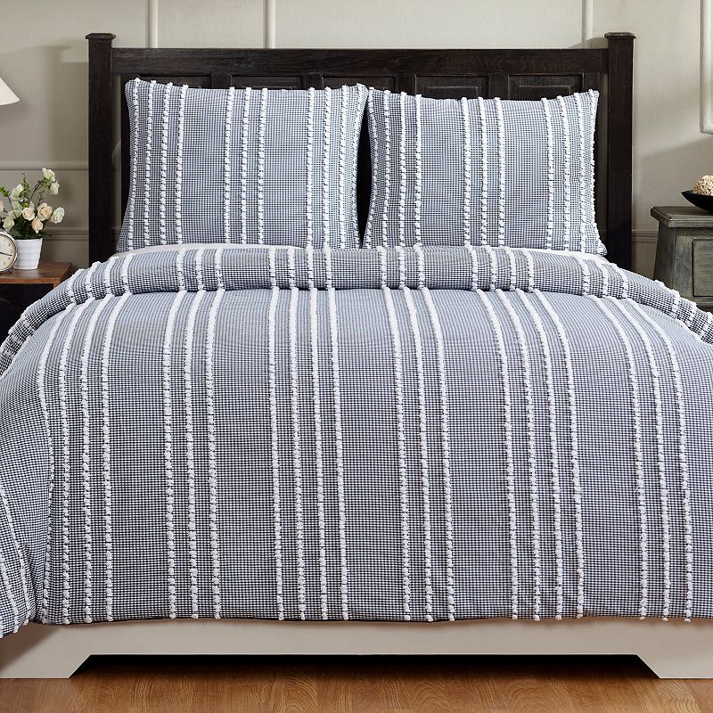 Better Trends Winston Cotton Comforter Set, Blue, Twin