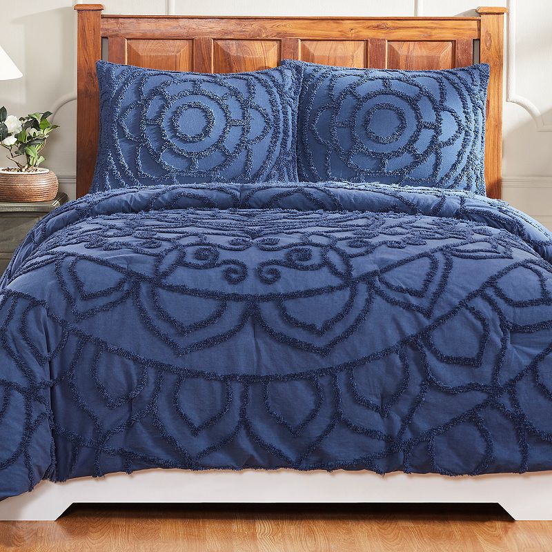 Better Trends Cleo Cotton Comforter, Blue, Full/Queen