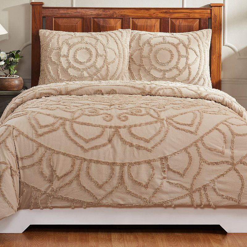 Better Trends Cleo Cotton Comforter, Beig/Green, Full/Queen