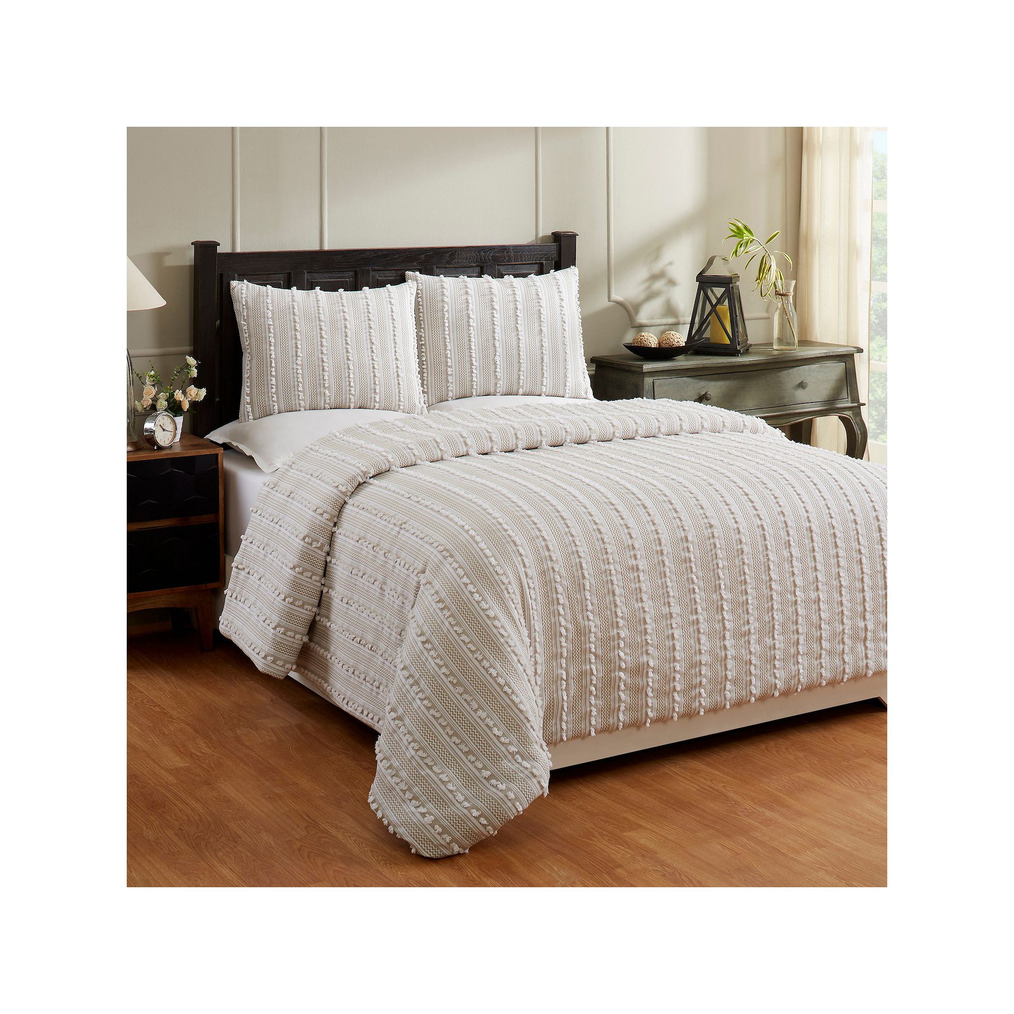 Better Trends Angelique Comforter Set with Shams, Brown