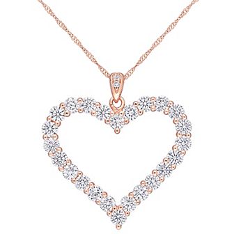Stella Grace 18k Rose Gold Over Silver 2 2/5 Carat T.W. Lab Created Moissanite Heart Pendant Necklace