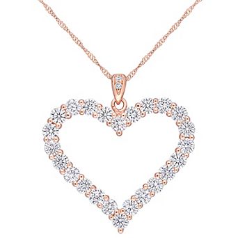 Stella Grace 18k Rose Gold Over Silver 2 2/5 Carat T.W. Lab Created Moissanite Heart Pendant Necklace