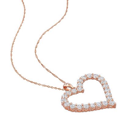 Stella Grace 18k Rose Gold Over Silver 2 2/5 Carat T.W. Lab Created Moissanite Heart Pendant Necklace