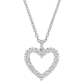 Stella Grace Sterling Silver 1/2 Carat T.W. Lab Created Moissanite Heart Pendant Necklace