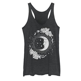 Juniors' Moon & Flowers Artsy Graphic Tank Top