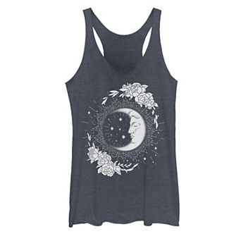 Juniors' Moon & Flowers Artsy Graphic Tank Top