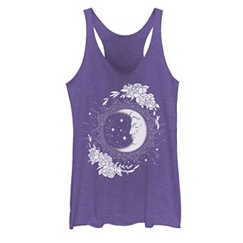 Juniors' Moon & Flowers Artsy Graphic Tank Top