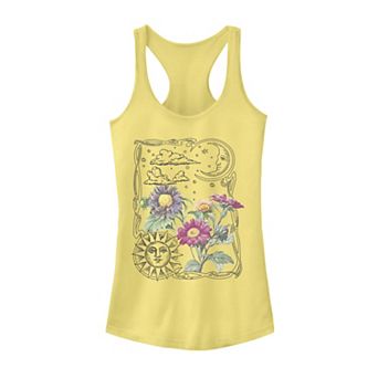 Juniors' Sun & Moon Floral Graphic Tank Top