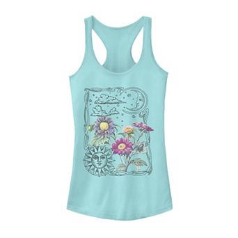 Juniors' Sun & Moon Floral Graphic Tank Top