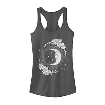 Juniors' Moon & Flowers Artsy Racerback Tank Top