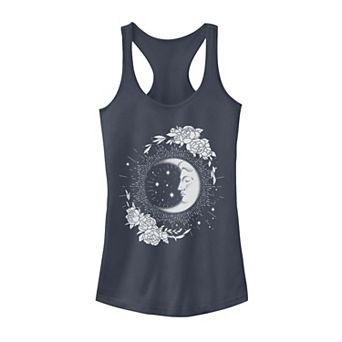Juniors' Moon & Flowers Artsy Racerback Tank Top