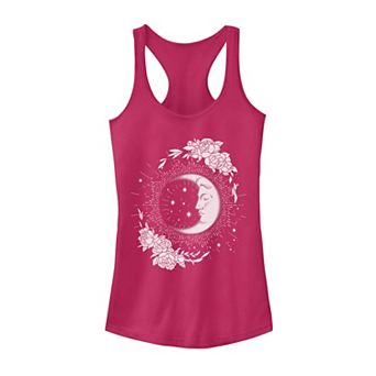 Juniors' Moon & Flowers Artsy Racerback Tank Top