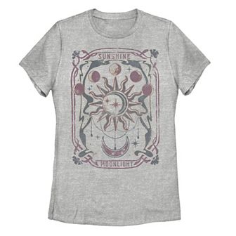 Juniors' Moon Frame Galactic Playing Card Graphic Tee