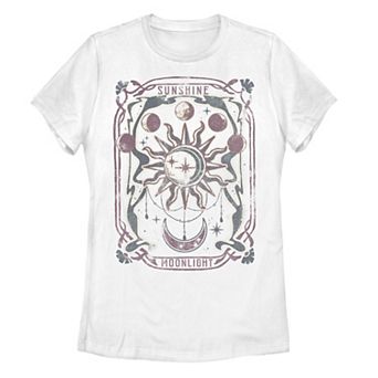 Juniors' Moon Frame Galactic Playing Card Graphic Tee