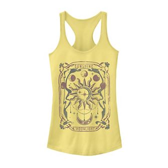 Juniors' Moon Frame Galactic Playing Card Graphic Tank Top