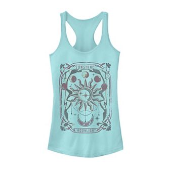 Juniors' Moon Frame Galactic Playing Card Graphic Tank Top
