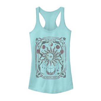 Juniors' Moon Frame Galactic Playing Card Graphic Tank Top