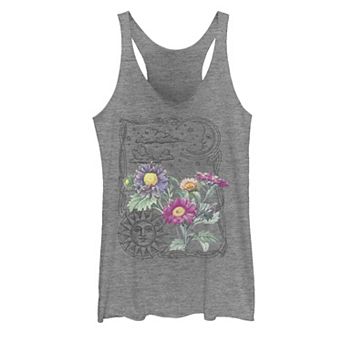 Juniors' Sun & Moon Floral Graphic Tank Top