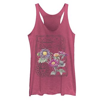 Juniors' Sun & Moon Floral Graphic Tank Top