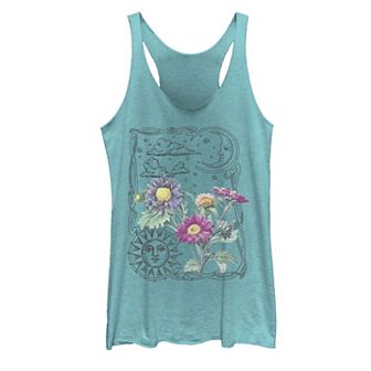 Juniors' Sun & Moon Floral Graphic Tank Top