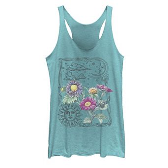 Juniors' Sun & Moon Floral Graphic Tank Top