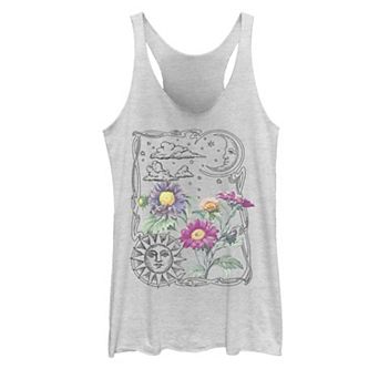 Juniors' Sun & Moon Floral Graphic Tank Top