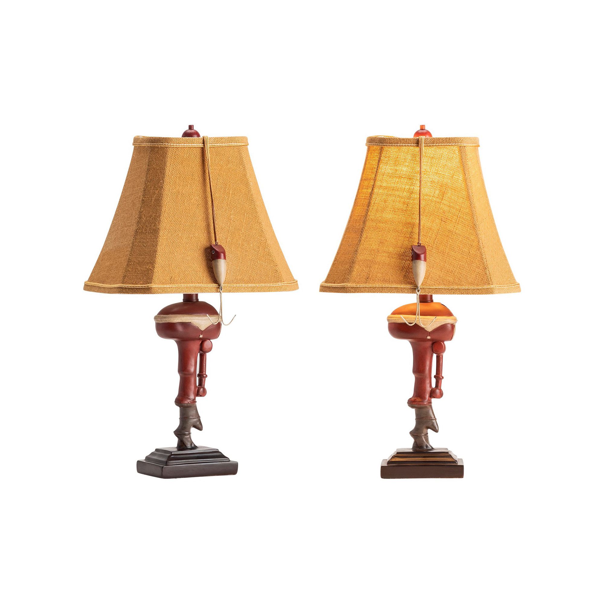 Outboard Fishing Table Lamp 2-piece Set, Multi