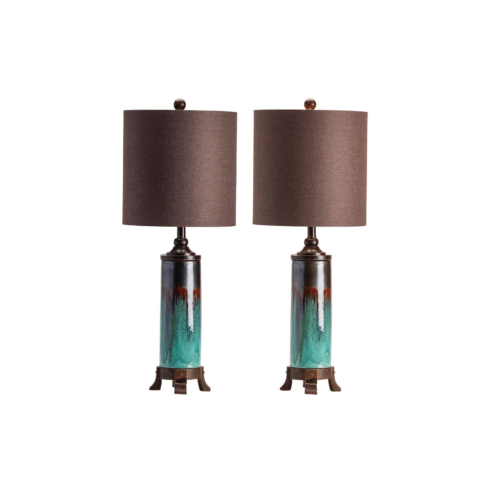 Briston Glazed Table Lamp 2-piece Set, Multi