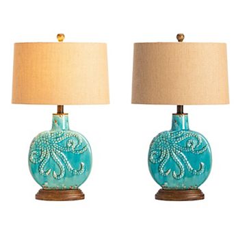 Deep Ocean Turquoise Table Lamp 2 pc Set