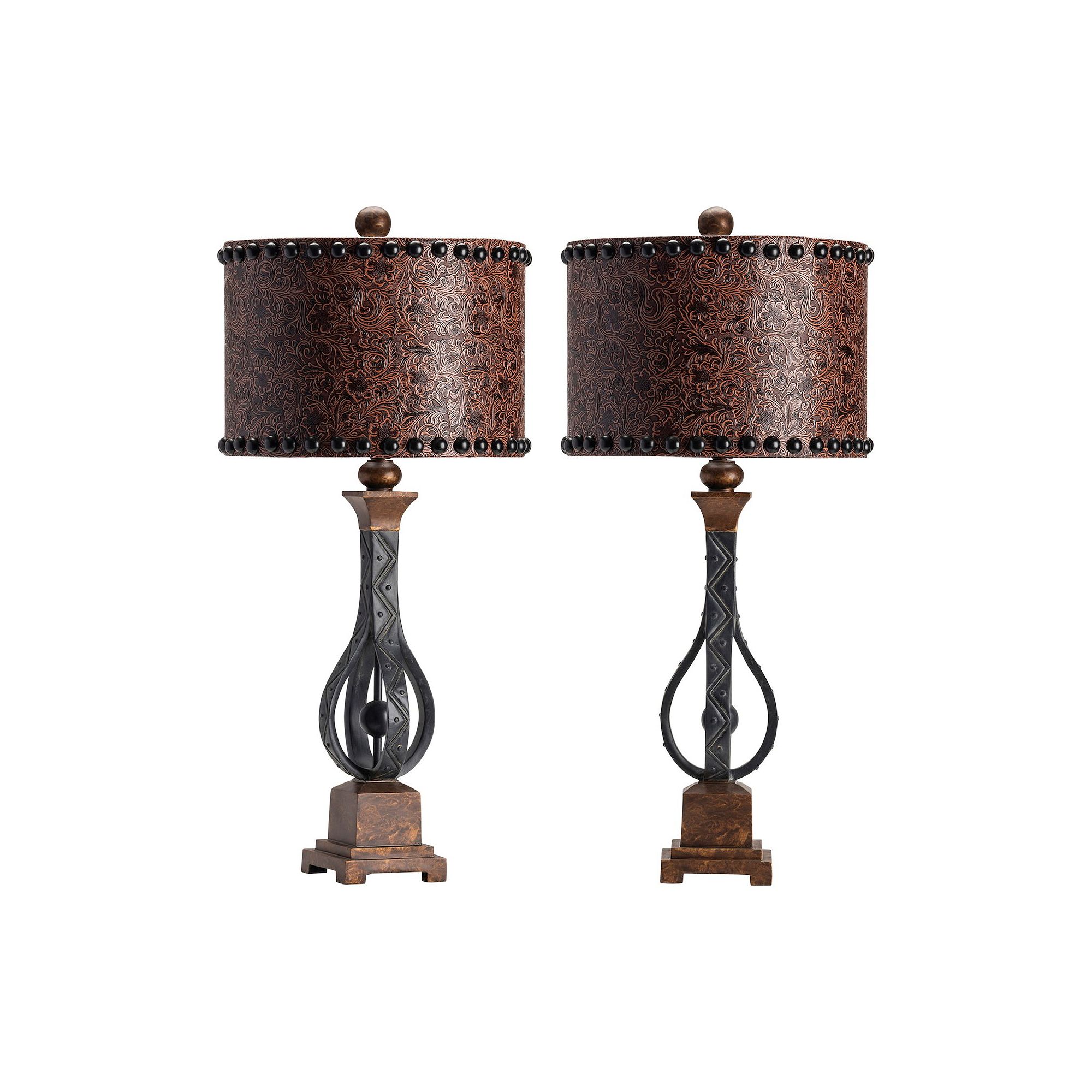 Rambler Antique Finish Table Lamp 2-piece Set, Brown