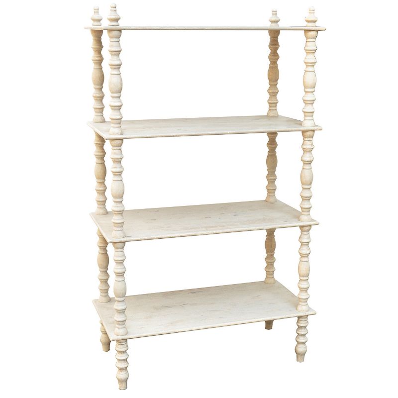 Lyndsay Antique Finish Etagere 3-Shelf Bookcase, White