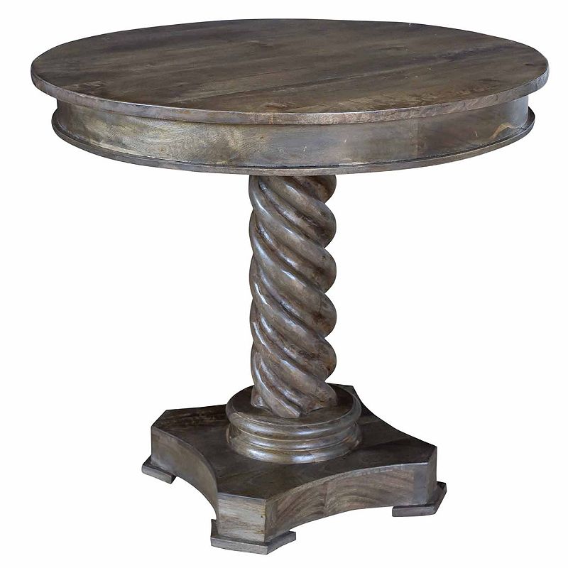 Bengal Manor Carved Twist End Table, Brown